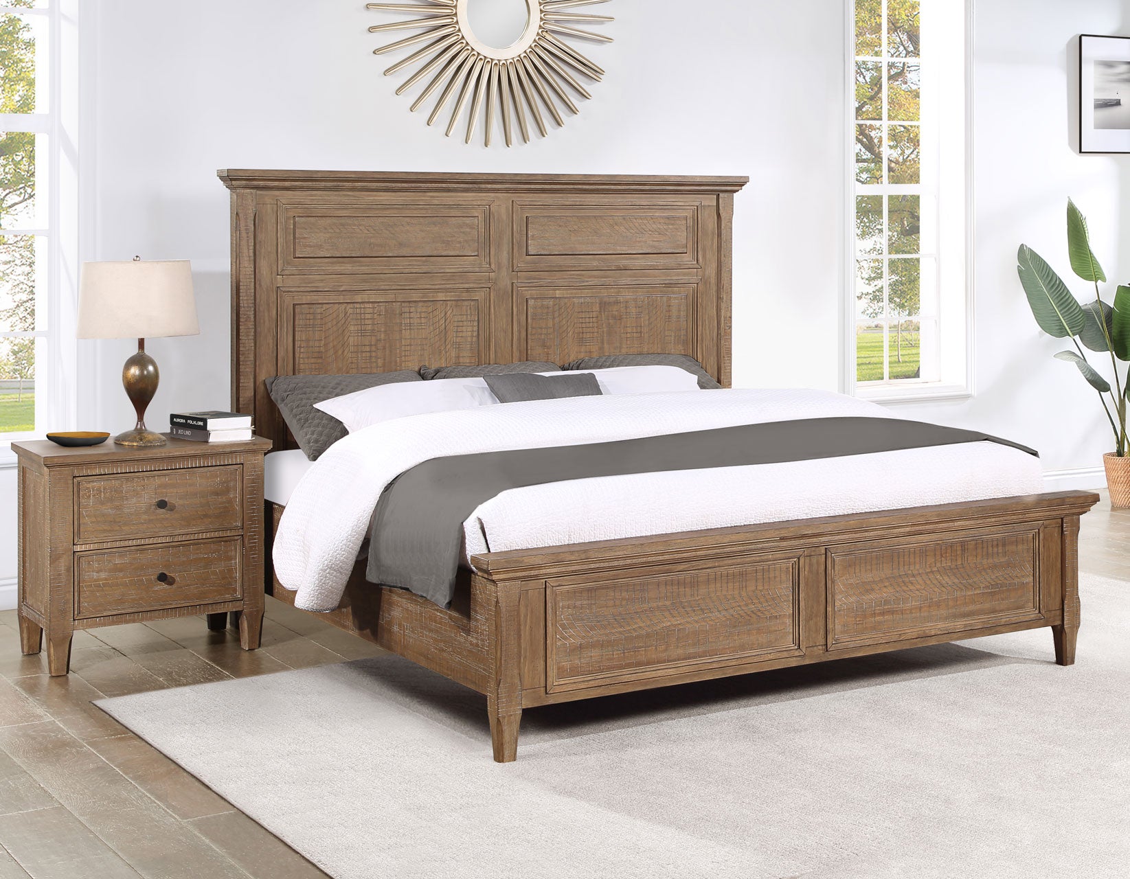 Riverdale Driftwood Queen Panel Bed – Luna Furniture