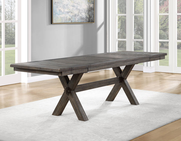 Riverdale Light Black 96" Extendable Trestle Dining Table