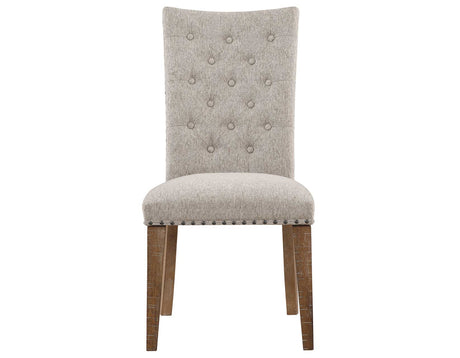 Riverdale Oatmeal/Driftwood 7-Piece Upholstered Trestle Dining Set from Steve Silver - Luna Furniture