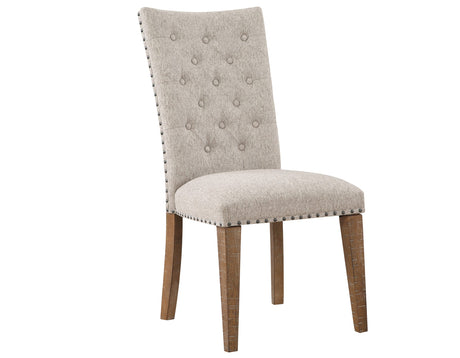 Riverdale Oatmeal/Driftwood 7-Piece Upholstered Trestle Dining Set from Steve Silver - Luna Furniture