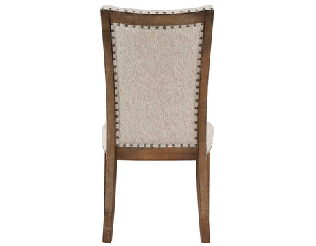 Riverdale Oatmeal/Driftwood 7-Piece Upholstered Trestle Dining Set from Steve Silver - Luna Furniture