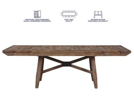 Riverdale Oatmeal/Driftwood 7-Piece Upholstered Trestle Dining Set from Steve Silver - Luna Furniture