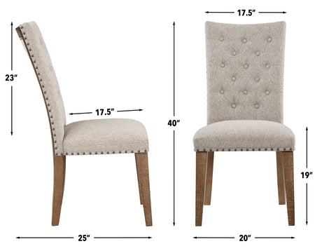 Riverdale Oatmeal/Driftwood 7-Piece Upholstered Trestle Dining Set from Steve Silver - Luna Furniture