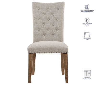 Riverdale Oatmeal/Driftwood 7-Piece Upholstered Trestle Dining Set from Steve Silver - Luna Furniture