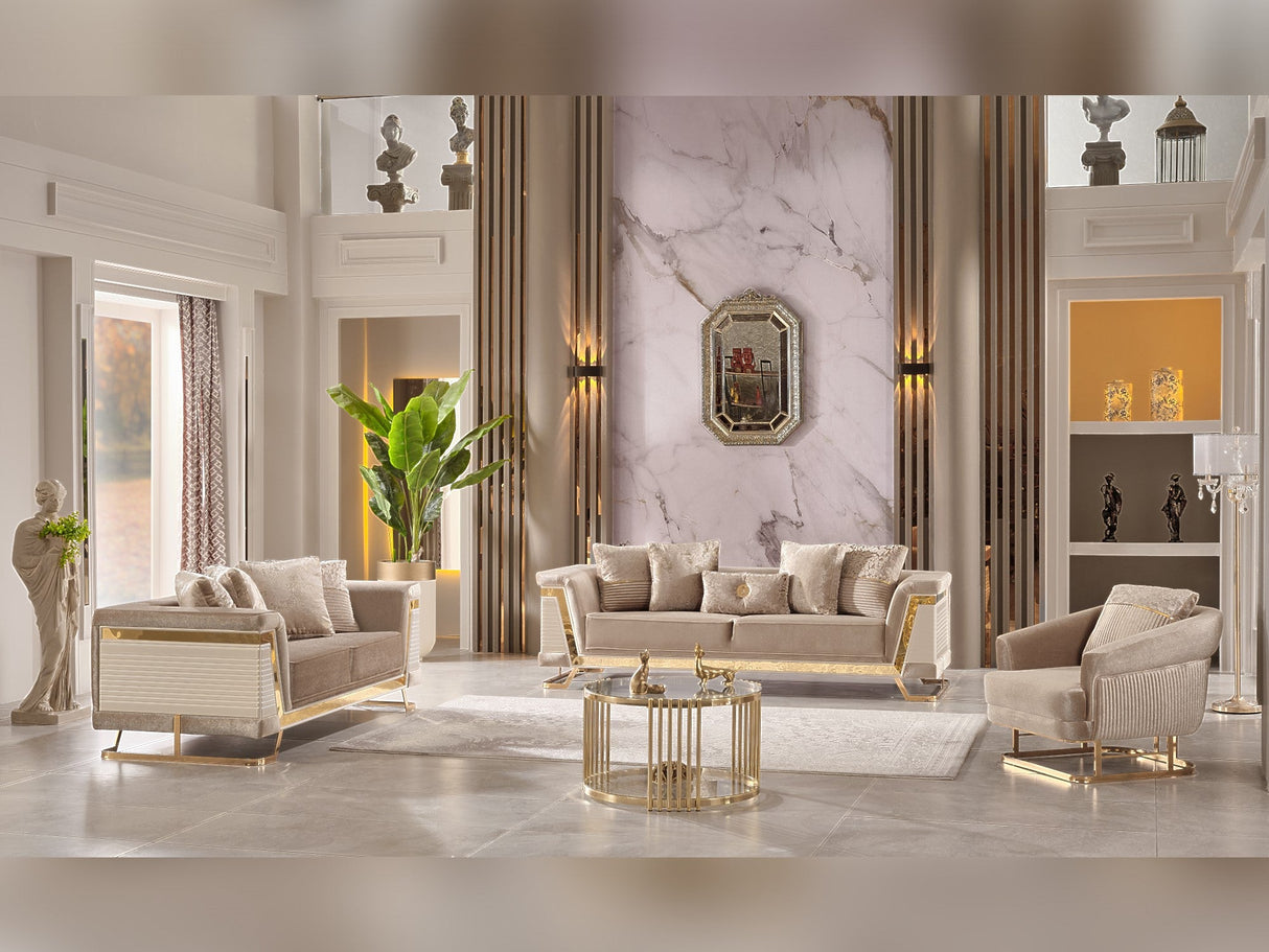 Rixos 3-pieces (Sofa & Loveseat & Chair) Livingroom Set in Beige from Furnia - Luna Furniture