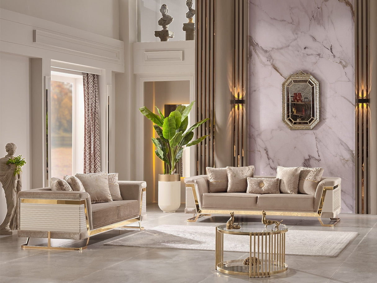 Rixos Stationary Loveseat in Beige from Furnia - Luna Furniture