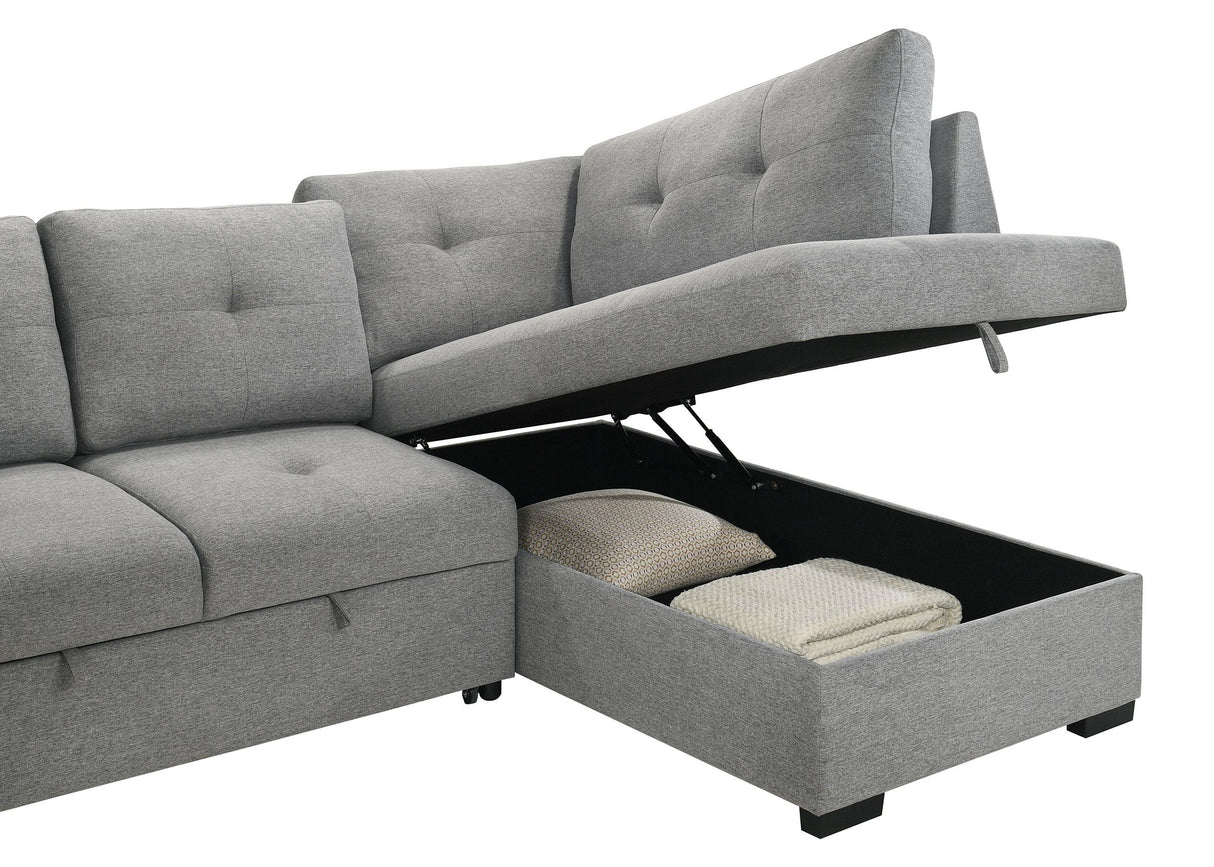 Roanne Fabric Upholstered Sleeper Sectional Sofa Grey from Coaster - Luna Furniture