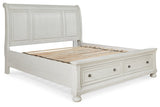 Robbinsdale Antique White California King Sleigh Storage Platform Bed from Ashley - Luna Furniture