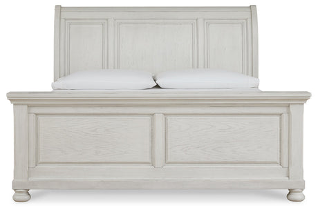Robbinsdale Antique White King Sleigh Bed from Ashley - Luna Furniture