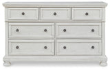 Robbinsdale Antique White Queen Panel Bed, Dresser, Chest and 2 Nightstands from Ashley - Luna Furniture