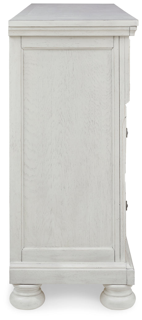 Robbinsdale Antique White Queen Panel Bed, Dresser, Chest and 2 Nightstands from Ashley - Luna Furniture