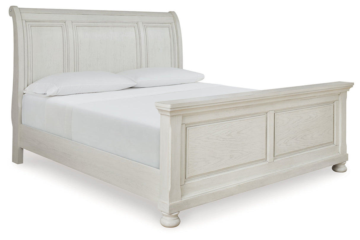 Robbinsdale Antique White King Sleigh Bed from Ashley - Luna Furniture