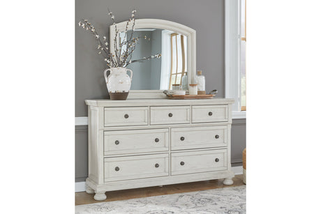 Robbinsdale Antique White Dresser and Mirror from Ashley - Luna Furniture