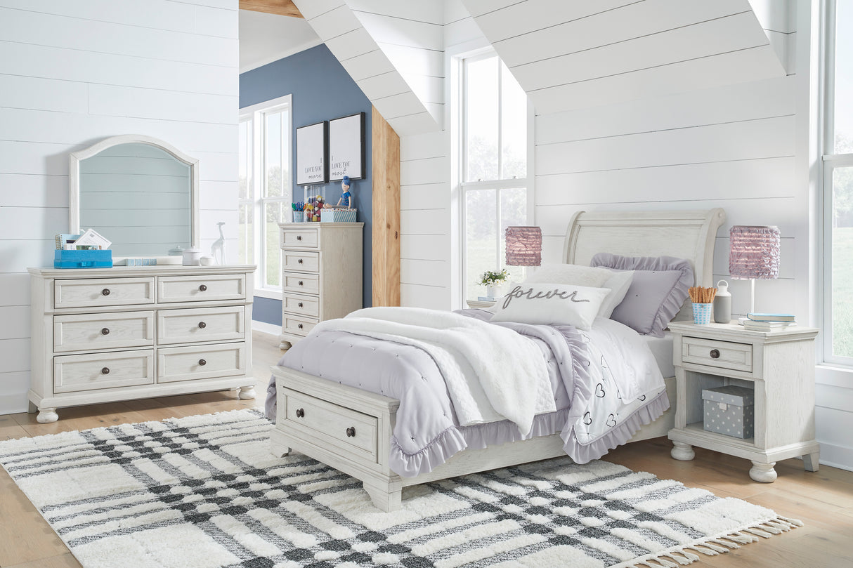 Robbinsdale Antique White Sleigh Storage Platform Bedroom Set from Ashley - Luna Furniture
