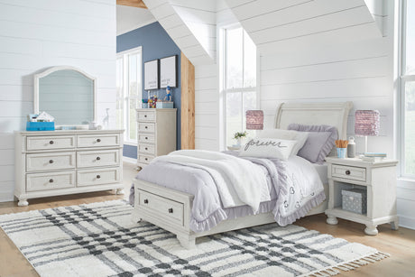 Robbinsdale Antique White Sleigh Storage Platform Bedroom Set from Ashley - Luna Furniture