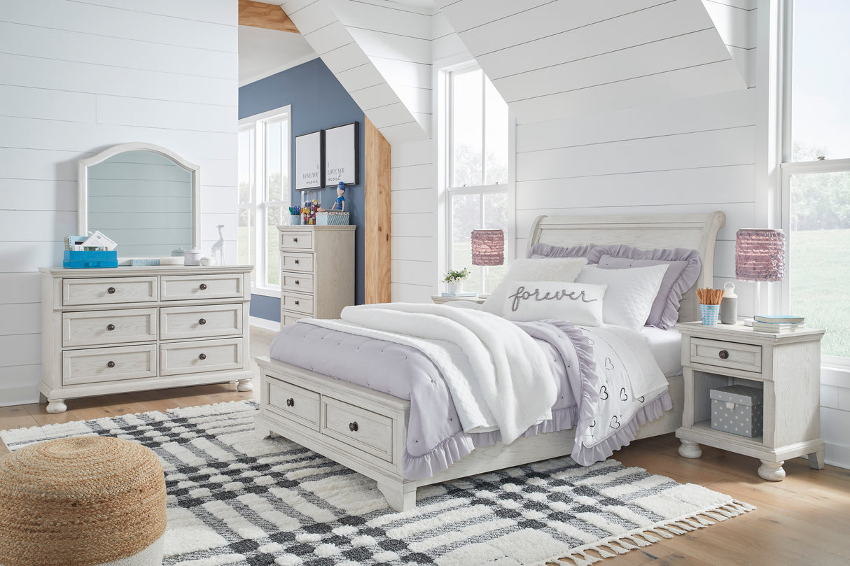 Robbinsdale Antique White Sleigh Storage Platform Bedroom Set from Ashley - Luna Furniture