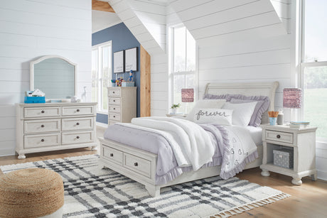 Robbinsdale Antique White Sleigh Storage Platform Bedroom Set from Ashley - Luna Furniture