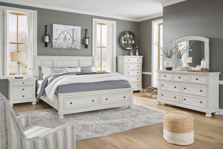 Robbinsdale Antique White Sleigh Storage Platform Bedroom Set from Ashley - Luna Furniture