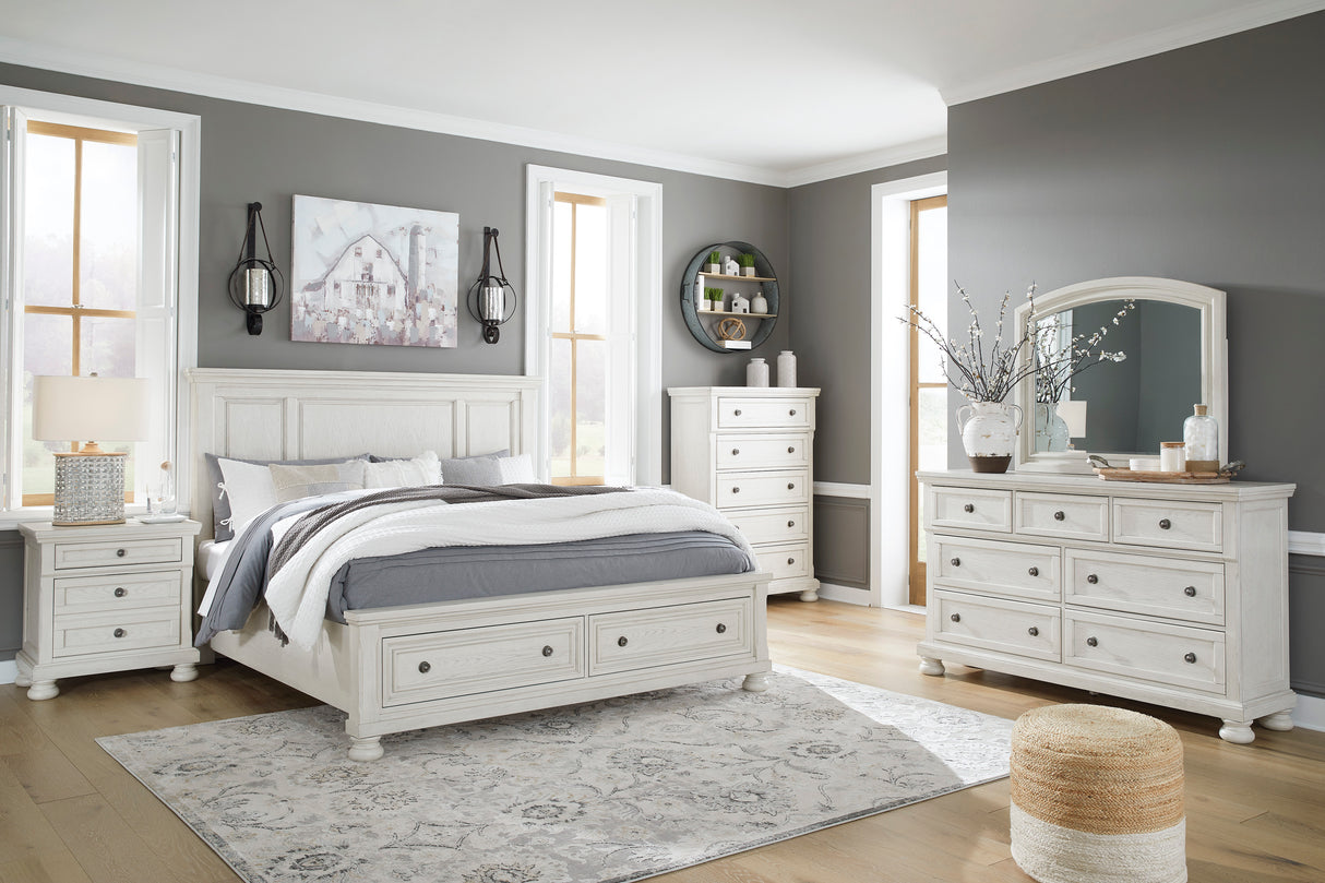Robbinsdale Antique White Storage Platform Bedroom Set from Ashley - Luna Furniture