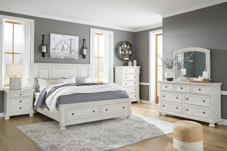 Robbinsdale Antique White Storage Platform Bedroom Set from Ashley - Luna Furniture