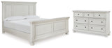 Robbinsdale California King Panel Bed with Dresser in Antique White from Ashley - Luna Furniture