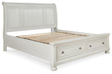 Robbinsdale California King Sleigh Bed with Storage with Dresser in Antique White from Ashley - Luna Furniture