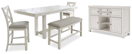 Robbinsdale Counter Height Dining Table, 2 Barstools, Bench and Server from Ashley - Luna Furniture