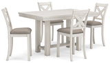 Robbinsdale Counter Height Dining Table and 4 Barstools in Antique White from Ashley - Luna Furniture