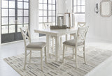 Robbinsdale Counter Height Dining Table and 4 Barstools in Antique White from Ashley - Luna Furniture