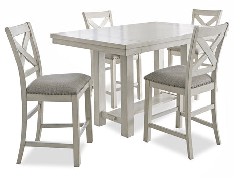 Robbinsdale Counter Height Dining Table and 4 Barstools in Antique White from Ashley - Luna Furniture