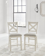 Robbinsdale Counter Height Dining Table and 4 Barstools in Antique White from Ashley - Luna Furniture