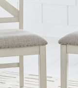 Robbinsdale Counter Height Dining Table and 6 Barstools and Bench in Antique White from Ashley - Luna Furniture