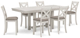 Robbinsdale Counter Height Dining Table and 6 Barstools in Antique White from Ashley - Luna Furniture