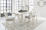 Robbinsdale Counter Height Dining Table and 6 Barstools in Antique White from Ashley - Luna Furniture