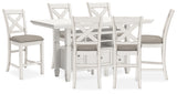 Robbinsdale Counter Height Dining Table and 6 Barstools in Antique White from Ashley - Luna Furniture