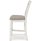 Robbinsdale Counter Height Dining Table and 6 Barstools in Antique White from Ashley - Luna Furniture