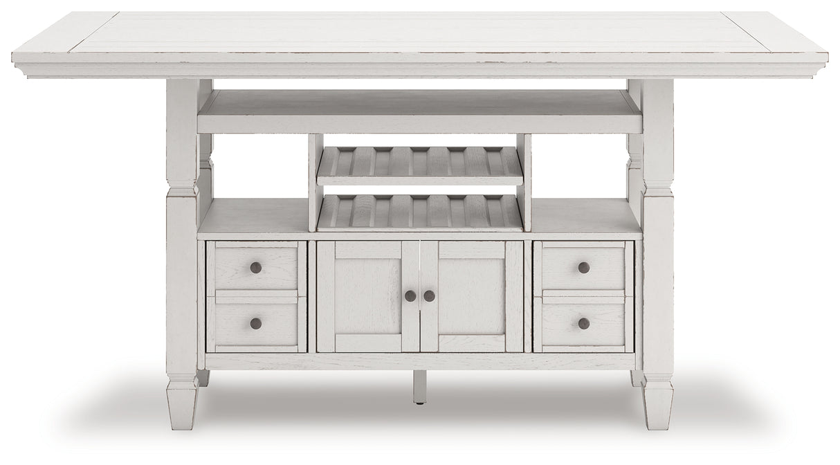 Robbinsdale Counter Height Dining Table and 6 Barstools in Antique White from Ashley - Luna Furniture