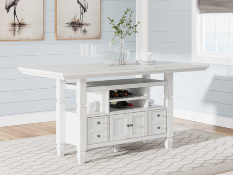 Robbinsdale Counter Height Dining Table and 6 Barstools in Antique White from Ashley - Luna Furniture