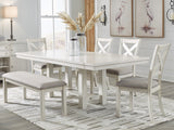Robbinsdale Dining Table and 4 Chairs and Bench in Antique White from Ashley - Luna Furniture