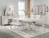 Robbinsdale Dining Table and 4 Chairs and Bench with Storage in Antique White from Ashley - Luna Furniture