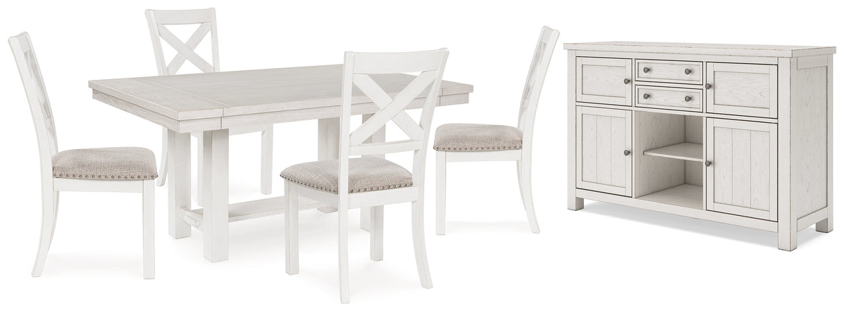 Robbinsdale Dining Table and 4 Chairs with Storage in Antique White from Ashley - Luna Furniture