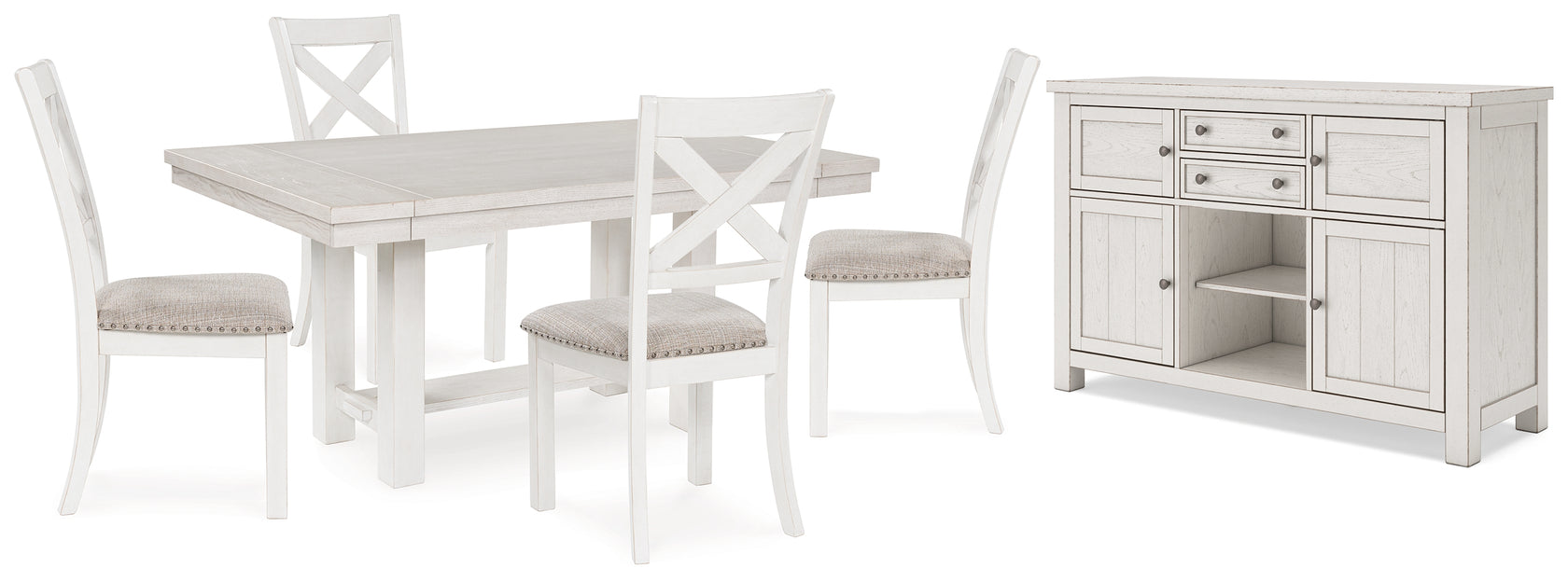 Robbinsdale Dining Table and 4 Chairs with Storage in Antique White from Ashley - Luna Furniture