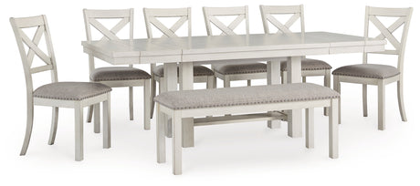 Robbinsdale Dining Table and 6 Chairs and Bench in Antique White from Ashley - Luna Furniture