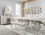 Robbinsdale Dining Table and 6 Chairs and Bench in Antique White from Ashley - Luna Furniture