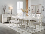 Robbinsdale Dining Table and 6 Chairs and Bench with Storage in Antique White from Ashley - Luna Furniture