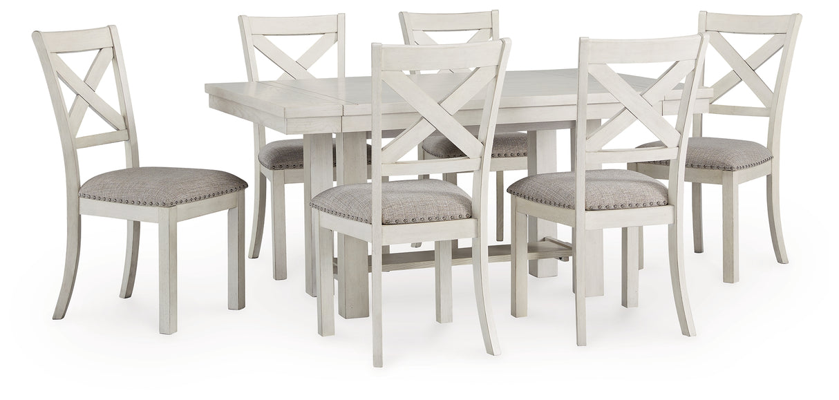 Robbinsdale Dining Table and 6 Chairs in Antique White from Ashley - Luna Furniture