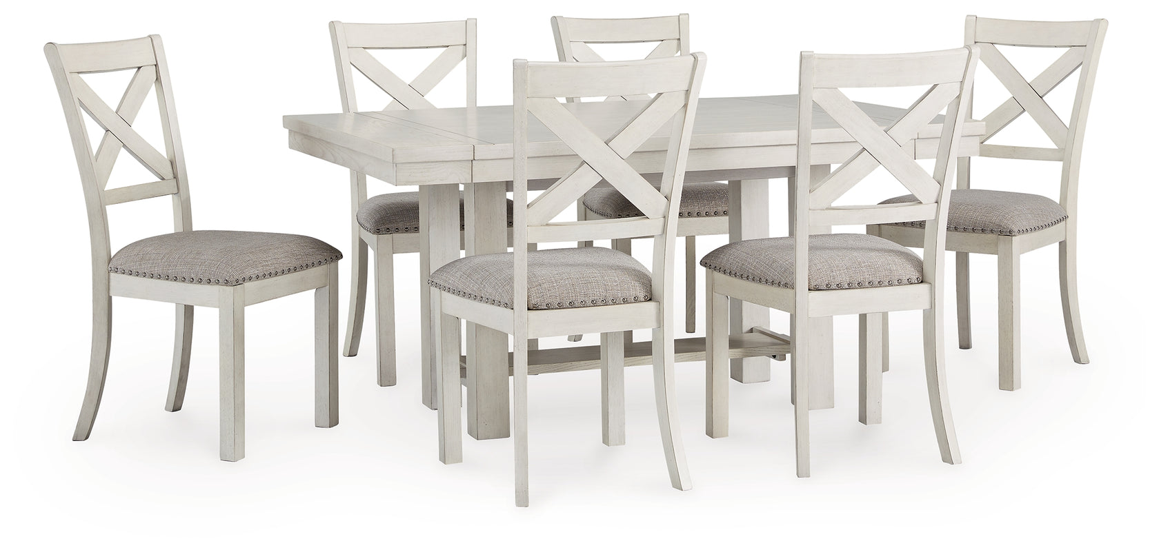 Robbinsdale Dining Table and 6 Chairs in Antique White from Ashley - Luna Furniture
