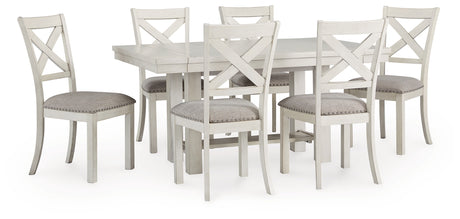 Robbinsdale Dining Table and 6 Chairs in Antique White from Ashley - Luna Furniture