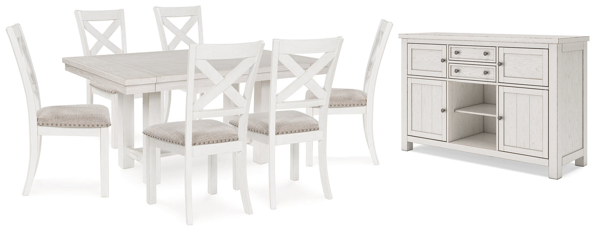 Robbinsdale Dining Table and 6 Chairs with Storage in Antique White from Ashley - Luna Furniture