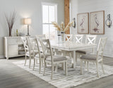 Robbinsdale Dining Table and 8 Chairs with Storage in Antique White from Ashley - Luna Furniture